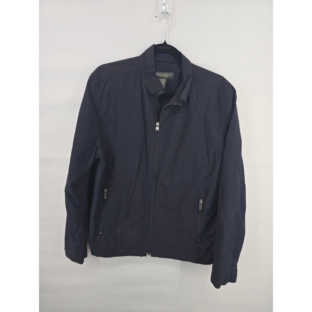 Banana Republic Factory Mens Navy Blue Harrington Jacket Full Zip Windbreaker M